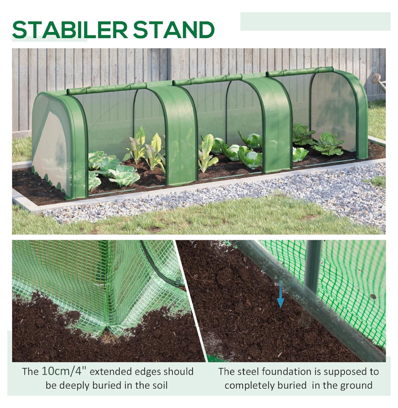 SONGMY 10' x 3' x 2.5' Mini Greenhouse, Portable Tunnel Green House with Roll-Up Zippered Doors, UV Waterproof Cover, Steel Frame, Green
