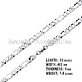 thumbnail image 2 of Mens .925 Sterling Silver Flat Figaro Link Chain Necklace 4.9mm - 16 inches #CH606s16, 2 of 7