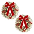 thumbnail image 2 of wsevypo Light Up Christmas Wreaths for Front Door Pre-lit Artificial Wreath Adorned with Bow, 2 of 7