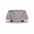 thumbnail image 4 of Autumn Ottoman Cover, Watercolor Rain Umbrella, 2 Piece Slipcover Set with Ruffle Skirt for Square Round Cube Footstool Decorative Home Accent, Standard Size, Pale Sky Blue and Baby Pink, by Ambesonne, 4 of 5