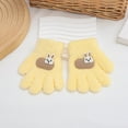 thumbnail image 2 of Krdevn Kids Five Finger Fuzzy Gloves Cute Bunny Applique Decor Soft Plush Thermal Warm Stretch Handwear for Boys Girls Cold Weather Daily Outdoor Winter Activities, 2 of 5