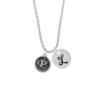 thumbnail image 2 of Delight Jewelry Silvertone Antiqued Round Seal - Initial - P - Silvertone Script Initial Disc - L - Charm Necklace, 20"+3", 2 of 4