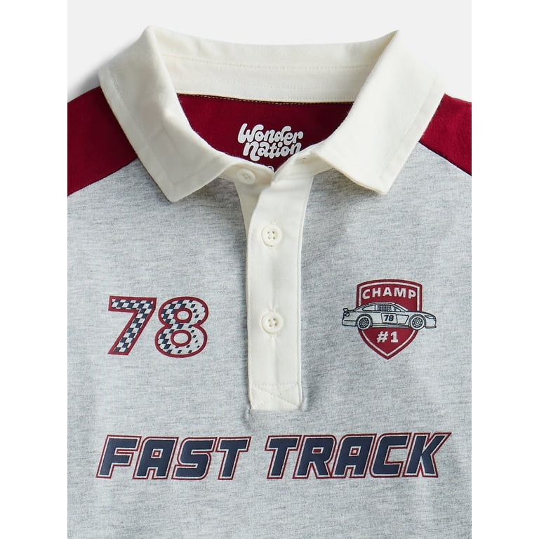 Wonder Nation Boys Colorblock Rugby Long Sleeve Polo photo 2