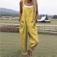 thumbnail image 4 of KPOPLK Women's Casual Wide Leg Overalls Loose Fit Jumpsuits Solid Color Adjustable Strap Bib Romper Fall Clothes Yellow S, 4 of 5