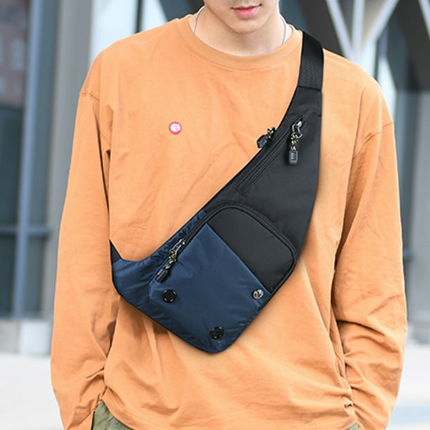 Bolso Bolso bandolera antirrobo para hombre Bolso bandolera con rinonera para viajes Senderismo Azul oscuro