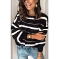 thumbnail image 3 of Chandails pour Femmes Décontractés à Manches Longues Col Rond Rayé Pull d'Hiver en Tricot, 3 of 7