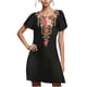 thumbnail image 2 of Puntoco Vestido De Cuello Redondo De Manga Corta Suelto Casual Estampado Estilo Étnico De Verano Para Mujer Negro Xl,Regalos Para Mujer Joven, 2 of 5
