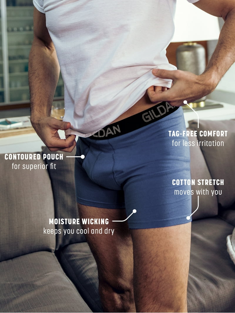PSD Men's 5 Inch Inseam Boxer Briefs 6-Pack - Moisture-Wicking Cotton, Supportive Pouch, Anti-Chafe Seams, Size Large