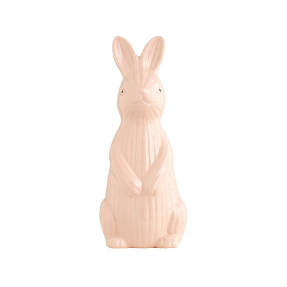 Luoshdecor Vintage Ceramic Rabbit Figurines,Farmhouse Handmade Bunny Statue for Spring Indoor Decor Table Centerpiece Easter Gifts