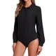 thumbnail image 4 of INSPIRAR CHIC Blusa de Mujer con Botones Leotardo Cuello Peter Pan de Manga Larga Tops de Negocios M Negro, 4 of 6