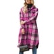 thumbnail image 3 of Abrigo de mujer con estampado de cuadros, dobladillo dividido, cuello vuelto, chaqueta holgada con bolsillos y botones de una sola fila, 3 of 5