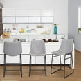 thumbnail image 4 of HOMEKOKO Bar Stools Set of 2, 26 Inches Bar Stool with Back, Carbon Fiber Bar Chair with Metal Legs (Light Grey), 4 of 7