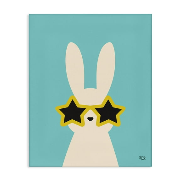 Stupell Industries Rabbit & Star Sunglasses Animals Painting Wrapped Canvas Art Print Wall Art, 16 x 20