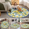 thumbnail image 5 of Round Rugs 4Ft, Summer Lemon Round Area Rug Washable Indoor Throw Carpet, Blue Floral Spring Botanical Retro Soft Non Slip Circle Rug for Kitchen Nursery Room Home Decor Aesthetic, 5 of 8