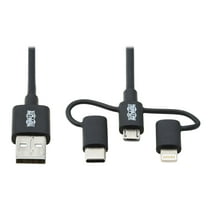 Tripp Lite M101006LMCBK USB-A to Lightning, USB Micro-B and USB-C Sync/Charge Cable, Black, 6 ft.