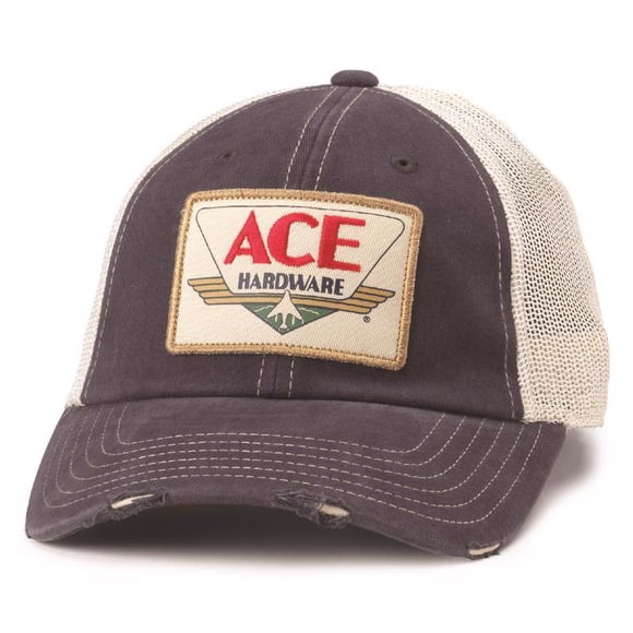 Gorra de béisbol con logo Ace Vintage Threads, piedra/algodón azul marino