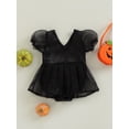 thumbnail image 4 of Bagilaanoe Newborn Baby Girl Halloween Rompers Dress Pumpkin/ Skull Print Short Sleeve Bodysuit 3M 6M 12M 18M Infant One Piece Jumpsuit Mesh Skirt, 4 of 8
