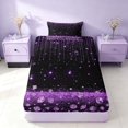 thumbnail image 4 of Homewish Black Purple Twin Sheets, Glitter Diamonds Bedding for Girls, 3 Pieces (1 Flat Sheet, 1 Fitted Sheet and 1 Pillowcase), 4 of 6