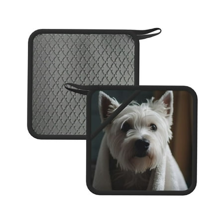 

Matuu Dog Wrapped in Towel 1 for Square Silicone Anti-hot Pad for Kitchen Potholders Hot Dishers Spoon Holder