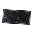 thumbnail image 4 of Panel de interruptor basculante de 8 bandas, 12 a 24V, 2 LED azules con pegatina DIY, 5 pines, resistente al agua para coches, casas rodantes, yates, barcos, 4 of 12