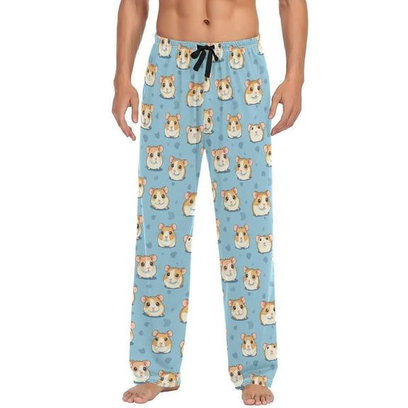 JSTEL Cute Cartoon Hamster Men's Sleepwear Mens Pajama Pants Bottoms with Pockets, M
