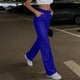 thumbnail image 4 of Pincandy Women's Solid Color Casual Pants with Leather-Look Buttons - Elastic Waist, Zipper Fly, Loose Wide Leg Fit with Pockets, Stylish Addition to Your Wardrobe, 4 of 7