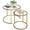 Gold, variant on Nesting Coffee Table Set of 2,Modern Gold Tempered Glass Side Table, Metal Frame Round End Table.Small Glass Tea Table for Living Room,Bedroom Studio Apartment Essentials,17.7IN