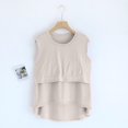 thumbnail image 4 of SDNall Blouse Femme Unie Décontractée Mode Col Rond Régulière Sans Manches Vêtements de Nuit Hauts, 4 of 9