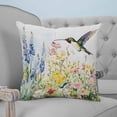 thumbnail image 4 of 18x18 Pillow Covers Set of 2, Floral Hummingbird Throw Pillow Covers Decorative Couch Cushion Case, Spring Watercolor Flowers Microfiber Square Pillowcases for Bedroom Car Living Room, 4 of 7