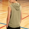 thumbnail image 3 of larppty Boys' Tank Tops Sleeveless Athletic Hoodies Pullover Sports Workout Basic T-Shirts Kids 5-15 Years Teens(7-8 Years,Khaki), 3 of 4