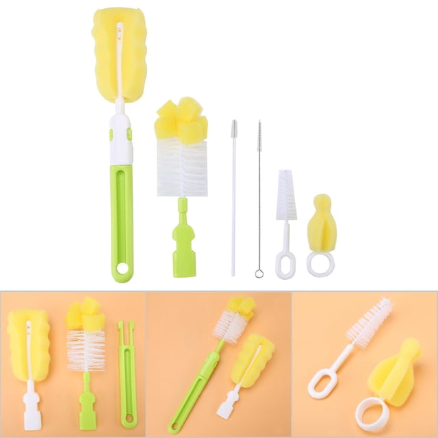 Cepillo de limpieza de esponja, 6 piezas Cepillo para tetina de biberón Cepillo para tetina de biberón Cepillo para biberón Rendimiento potente
