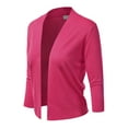 thumbnail image 2 of Doublju Women's 3/4 Sleeve Open Front Cropped Cardigan Sweaters (Plus Size Available), 2 of 4