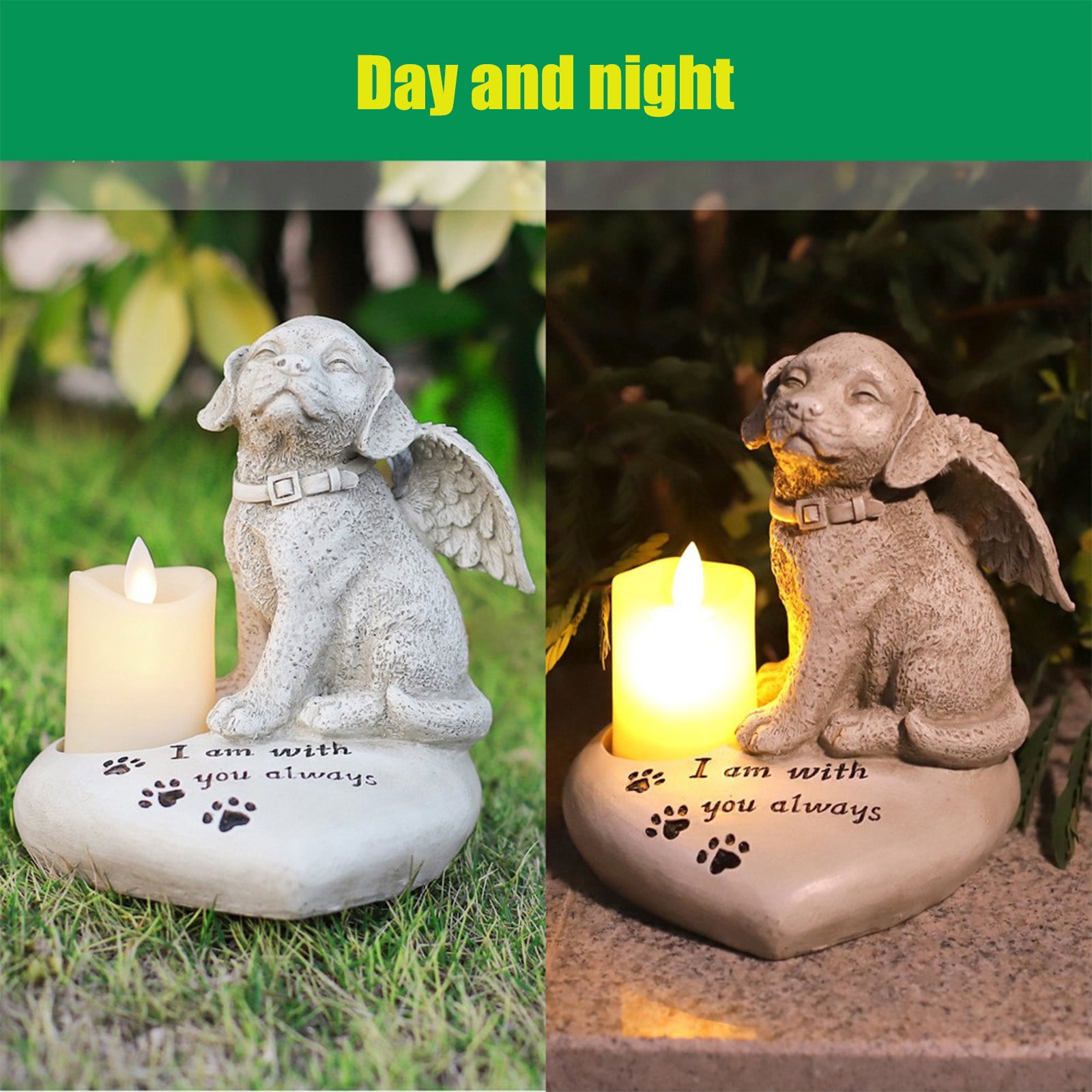 Angel Dog Tombstone Statue - Durable Resin Pet Memorial for Outdoor Garden Decor, Animal Grave Marker Sculpture Craft Ornament