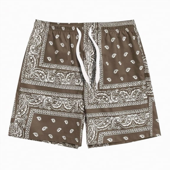 Hessimy Mens Linen Cargo Shorts Casual Drawstring Shorts Relaxed Fit Summer Beach for Men(Brown,XL)