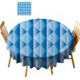 thumbnail image 1 of Décorations Bleues, Nappe Ronde, Diamètre 39 Pouces Motif Triangles Chevron Populaire, Nappe en Polyester Lavable Anti-Déversement, 1 of 5