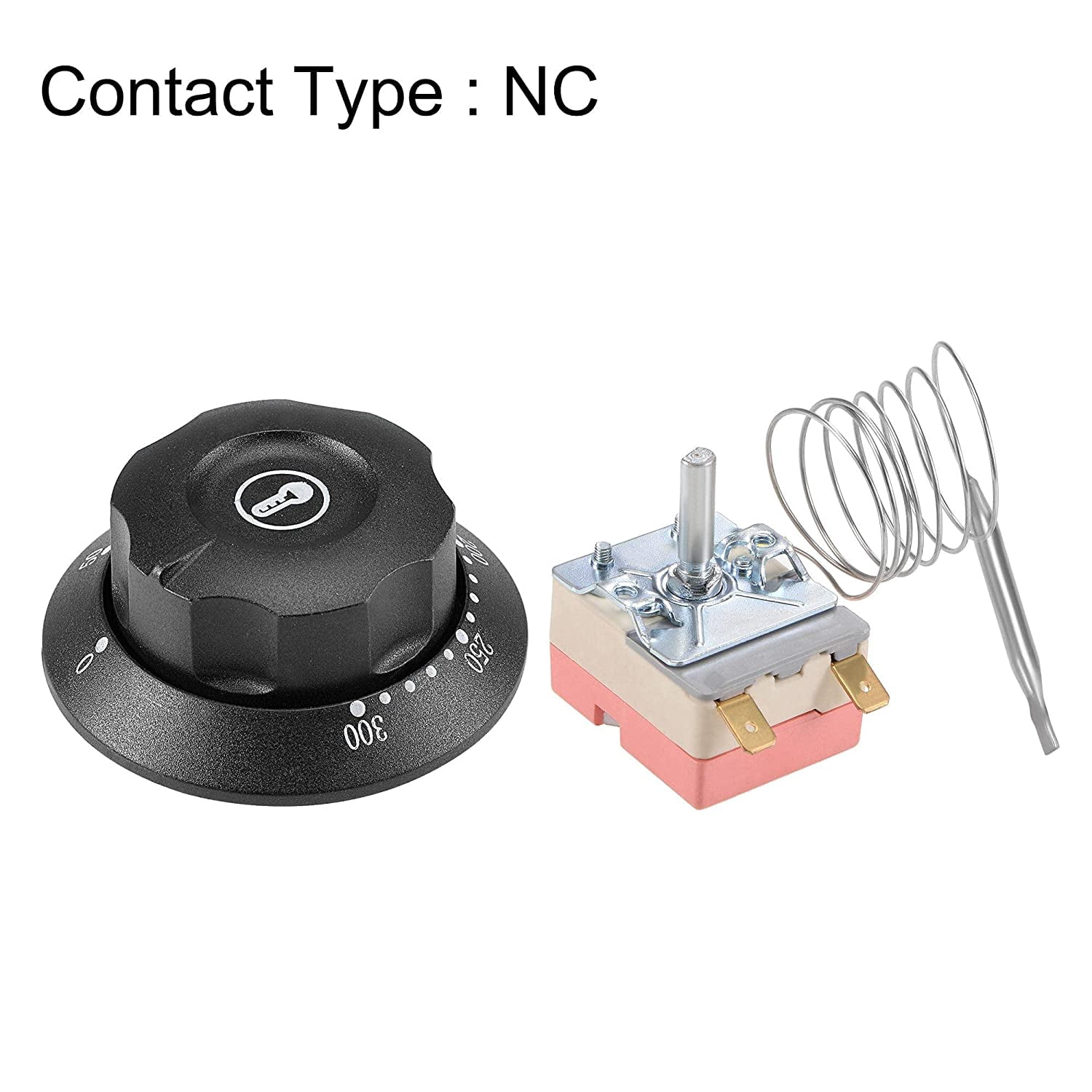 2501650-300 Temperature Control Switch Capillary Thermostat for Oven Refrigerator Heater, 0.7 Meter, with 2 Screws and 2 Compression Terminals