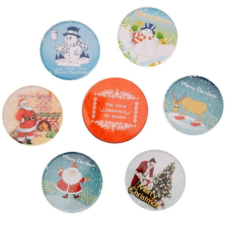 

Vokewalm Christmas Coasters | Round Christmas Tinplate Coaster | Christmas Coasters Set Of 6 Drink Coasters For Tabletop Protection Christmas Home Decor