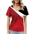 thumbnail image 2 of Lydiaunistar Women's Plus Size Casual Short Sleeve V-Neck Spring Tops Blouse, Soft Polyester Daily Work Party Vacation, Asian Fit Sizing Red, 2 of 6