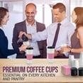 thumbnail image 4 of [50 Pack] White Coffee Cups with Black Dome Lids and Pink Sleeves - 24 oz Disposable Paper Cups - To Go Cup for Hot Chocolate, Tea, Cold Drinks Take Out - Cafes Bistros Restaurants Business, 4 of 7