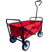 X Factor Collapsible Folding Outdoor Utility Wagon, Heavy Duty Large Outdoor Utility Portable Wagon, All Terrain Garden Cart Grocery Wagon with Wheels for Sports, Shopping, Camping, and Beach (Red)