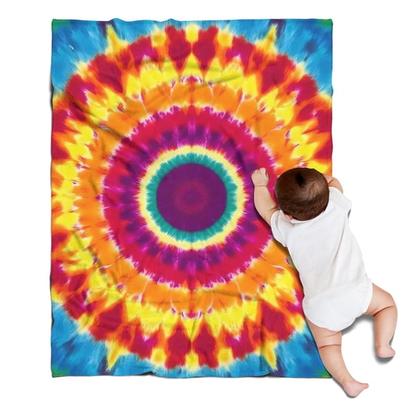 Colorful Rainbow Tie Dye Spiral Pattern Blanket,Comfortable Soft Flannel Throw Blanket,All Season,Warm Lightweight Blankets for Sofa Bed Couch Living Room Chair,30"x40"
