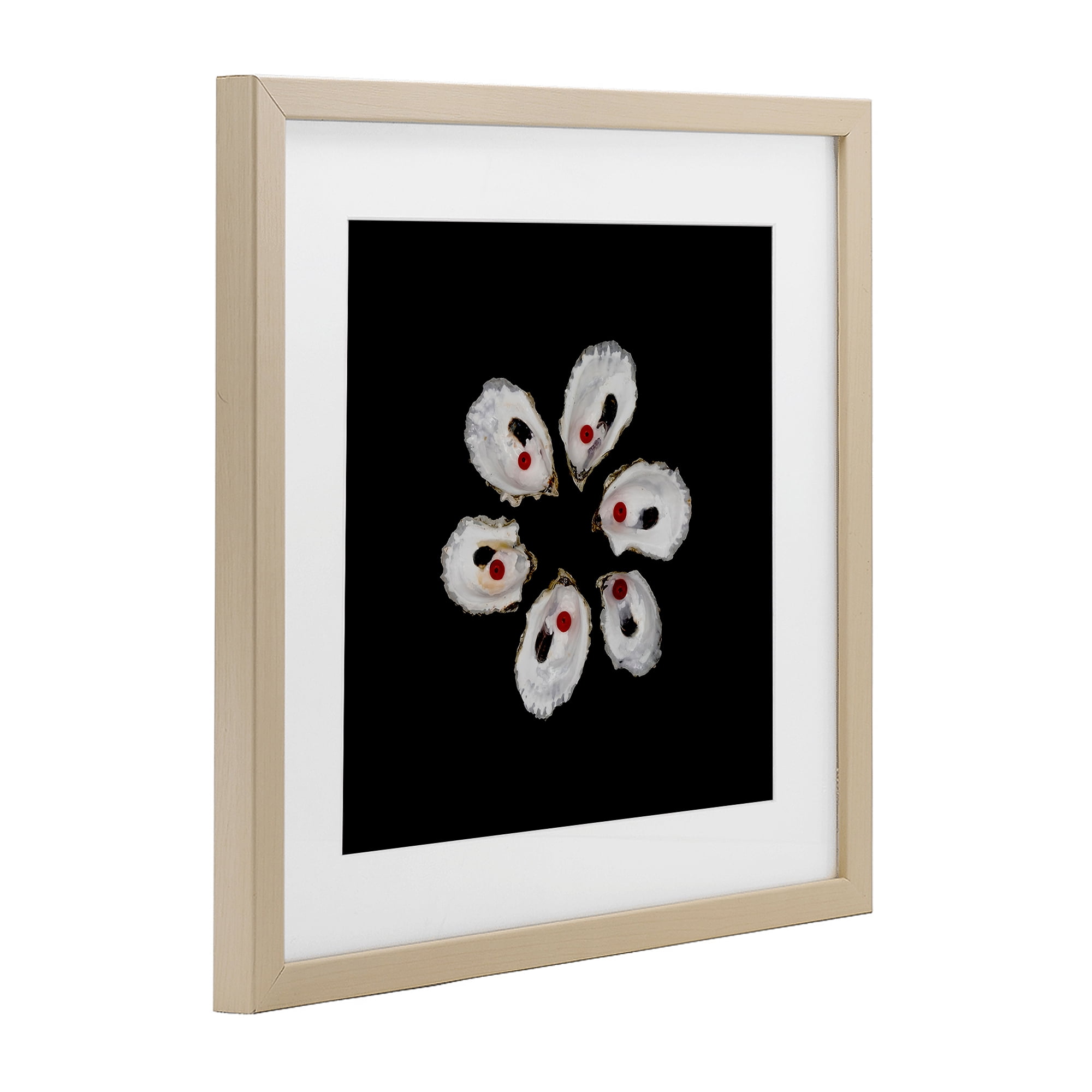 Stupell Industries Oyster Shells Symmetry Birch Framed Print Under Glass, design by Beth Adoette
