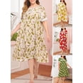 thumbnail image 3 of Vestido de tumbona para mujer, camisones sueltos de manga corta con estampado Floral, pijamas par Romacci Vestido, 3 of 7