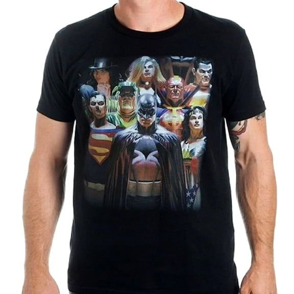 Justice League Alex Ross Group Men's Black T-Shirt - Small
