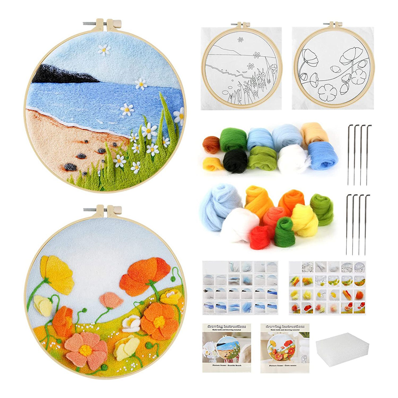 2 Needle Felt Kits Needle Felt Starter Kit Wool Felt Supplies with