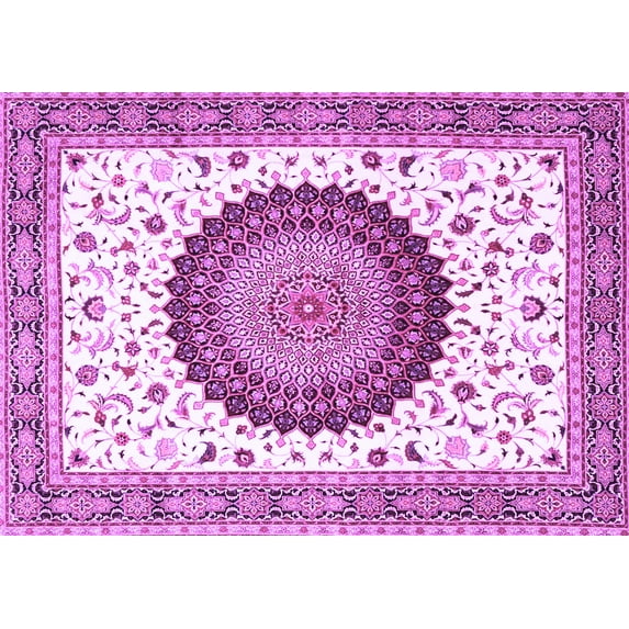 Ahgly Company Indoor Rectangle Medallion Purple Traditional Area Rugs, 4' x 6'