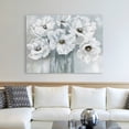thumbnail image 2 of White Poppy Bouquet on Grey by Nan Wrapped Canvas Art Painting Print, 2 of 4