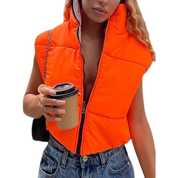 VISgogo - Chaleco ligero para mujer, informal, con contraste de color, sin mangas, para mujer VISgogo moda