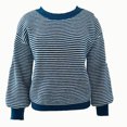 thumbnail image 5 of Weiqiqre Womens Sweater Long Sleev Casual Loose Striped Off Shoulder Casual Oversized Knitted Sweater Pullovers, 5 of 5