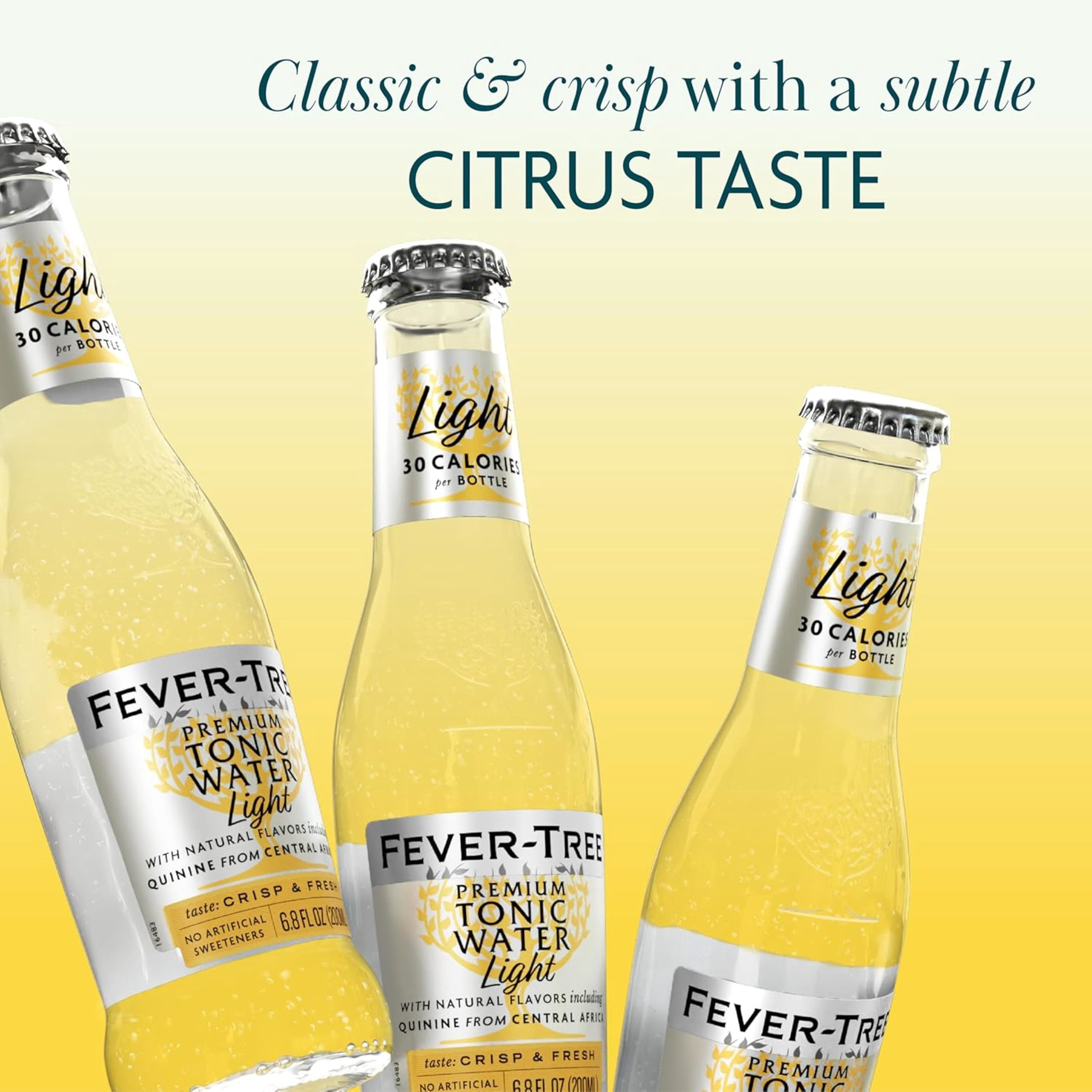 (2 pack) Fever-Tree Light Premium Tonic, 4 Pack, 200 ML Glass Bottles, 0% ABV